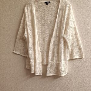 a.n.a Plus Off White 3/4 Sleeves Vanilla Open-Front Cardigan B42